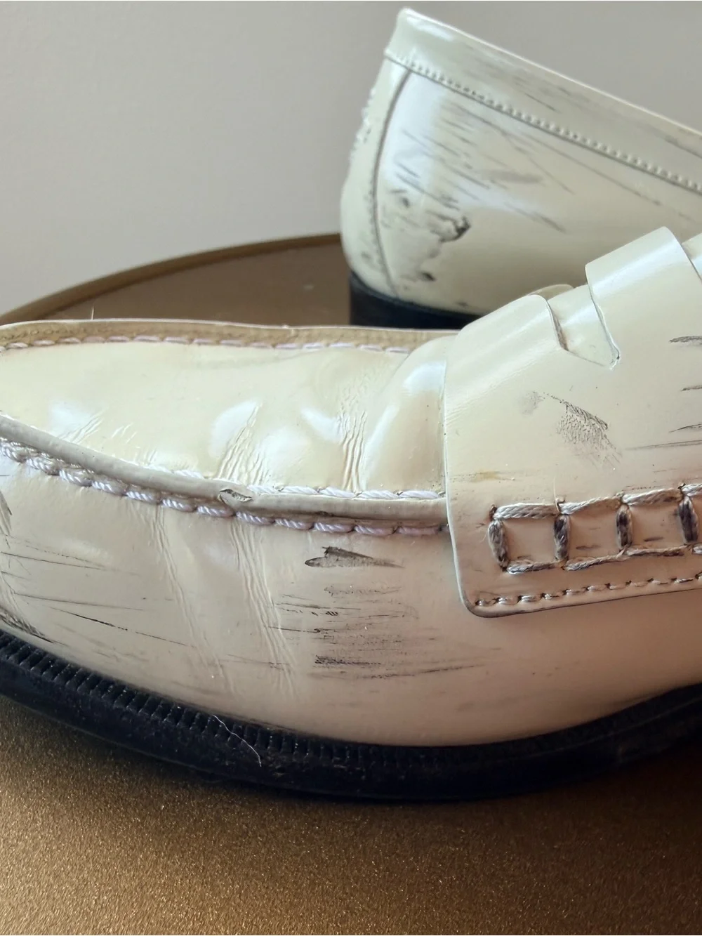 ME+EM Ivory Leather Penny Loafers